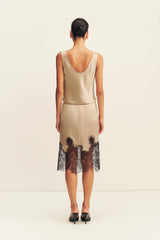 Lucia Lace Midi Skirt | Champagne