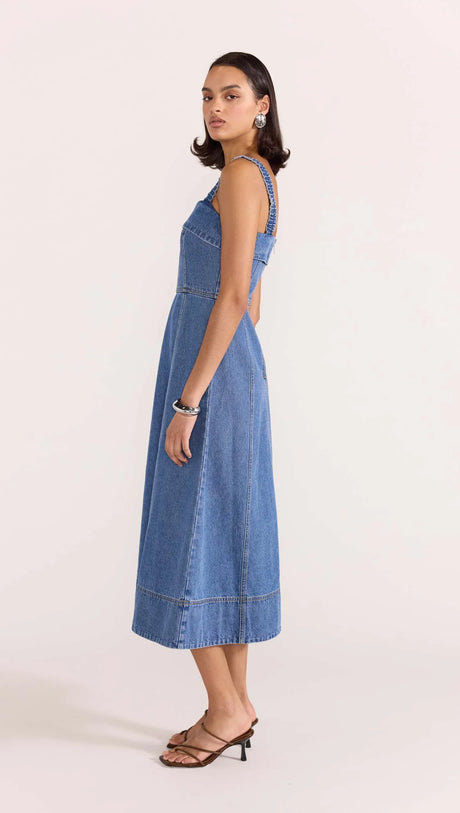 Tate Denim Midi Dress | Mid-Blue