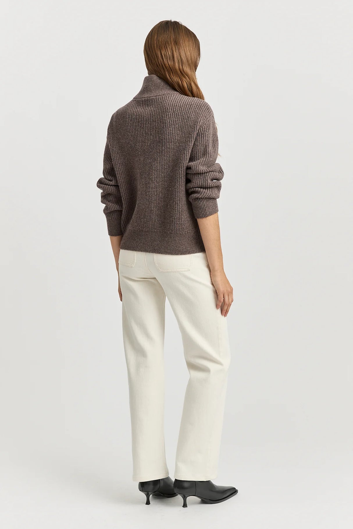 Zip Through Rib Knit | Mocha