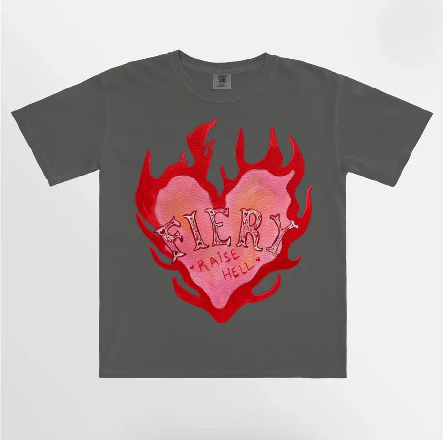 Fiery Oversized T-Shirt | Charcoal