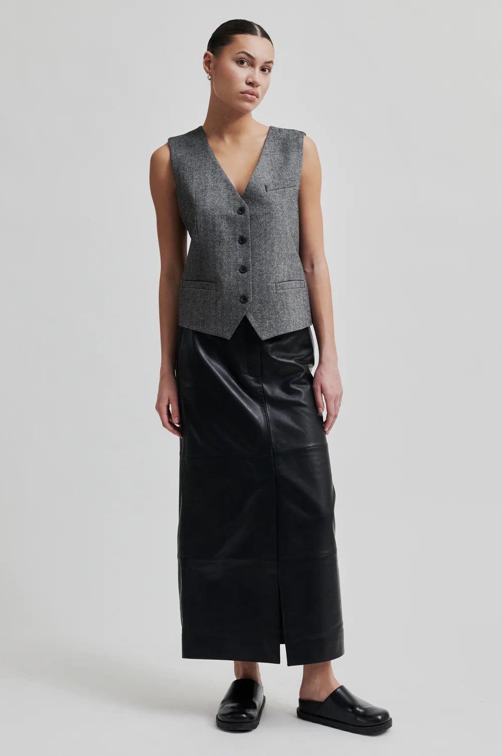 Letho Leather Maxi Skirt | Black