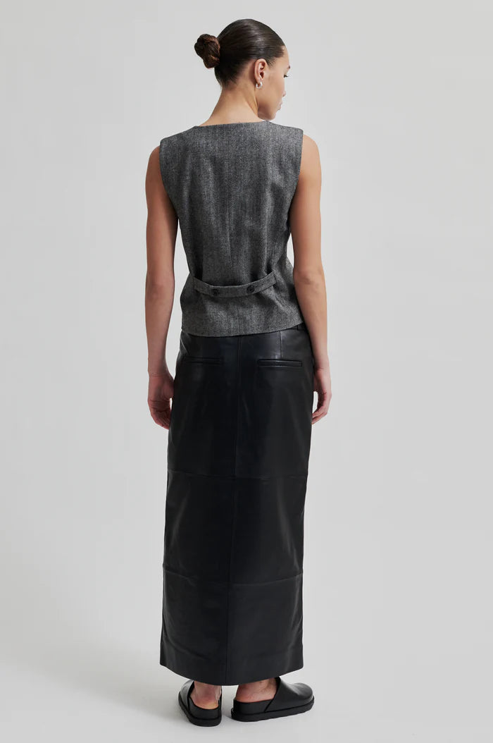 Letho Leather Maxi Skirt | Black