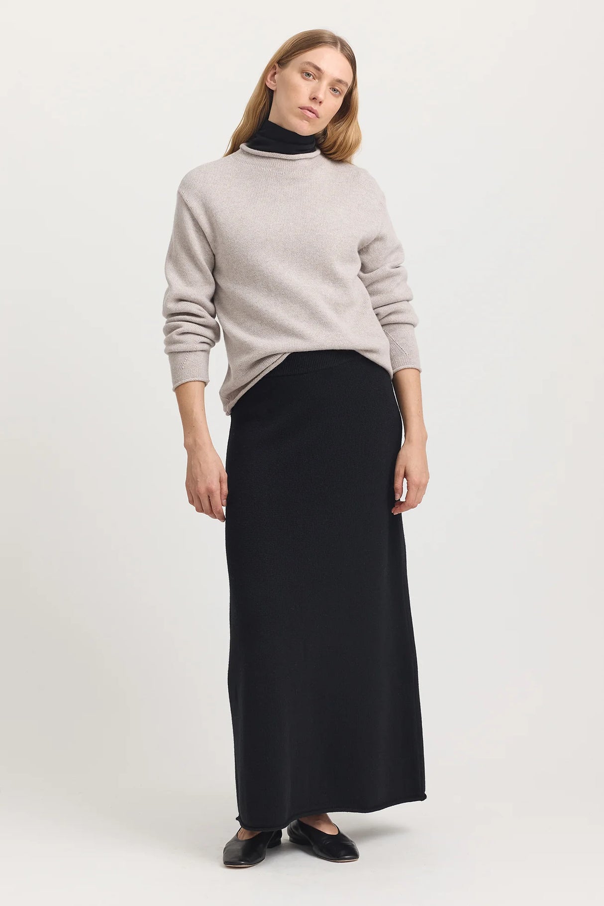 Relaxed Fit Mock Neck | Light Oat