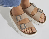 Birkenstock Arizona Pap Chunky Warm Sand Suede Leather Narrow