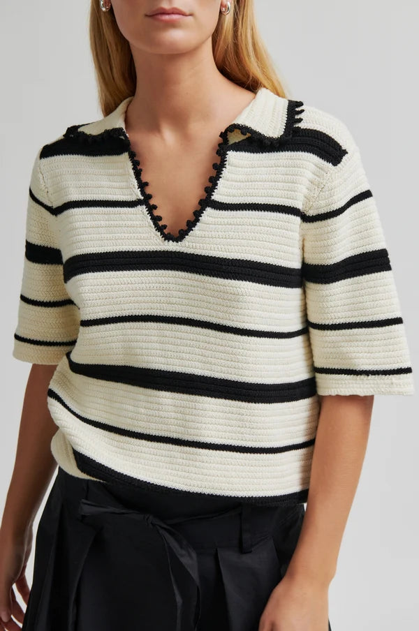 Susi Knit Collar Top | Eggnog
