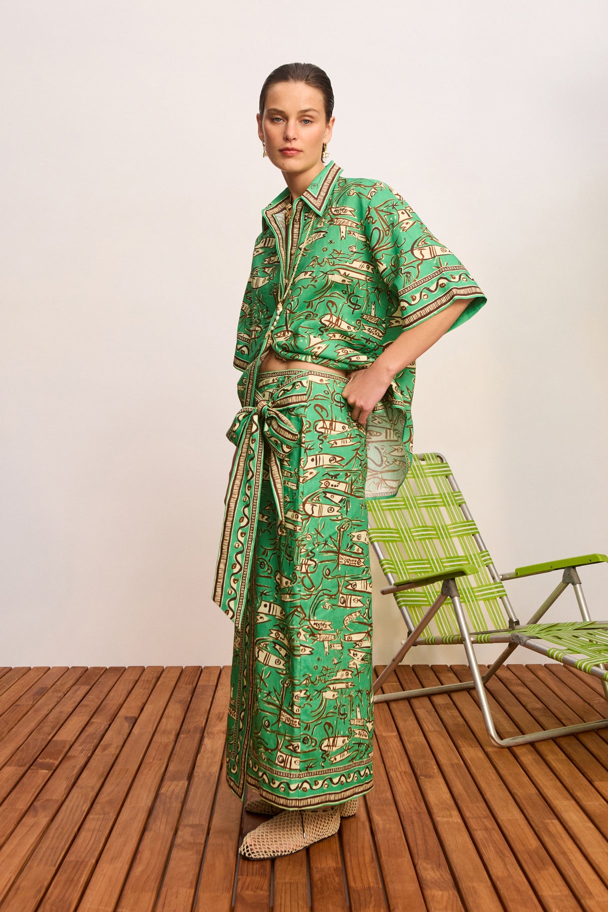 Fish Sticks Sarong Skirt | Green