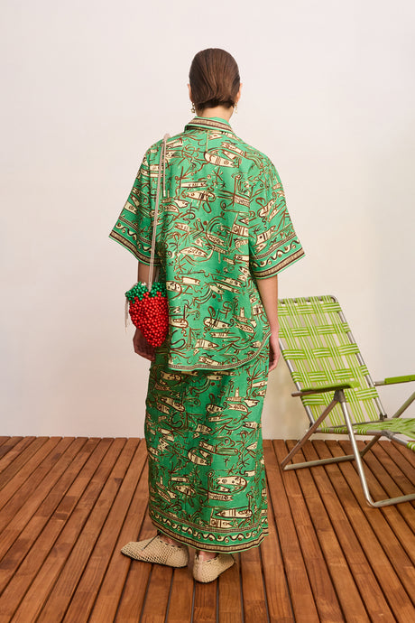Fish Sticks Sarong Skirt | Green