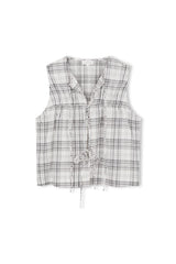 Camille Tie Top | Black Cream Check