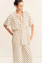 Houston Sheer Drawstring Pant | Blanc Polka