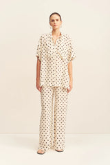 Houston Side Split Short Sleeve Shirt | Blanc Polka