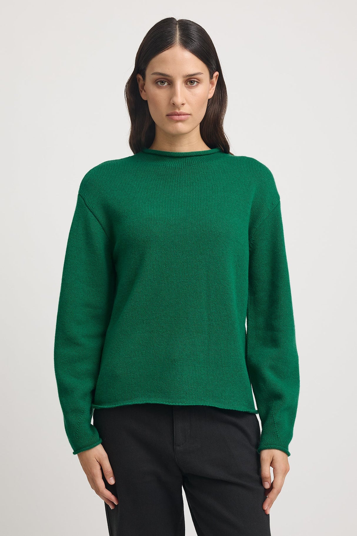 Relaxed Fit Mock Neck | Lush Green