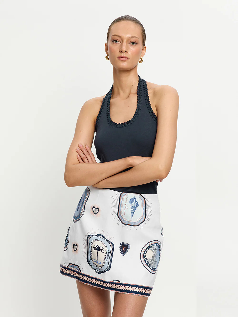 Alessia Mini Skirt | Cream Navy