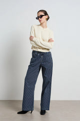 Alora Stripe Denim Loose Pants |  Indigo Stripe