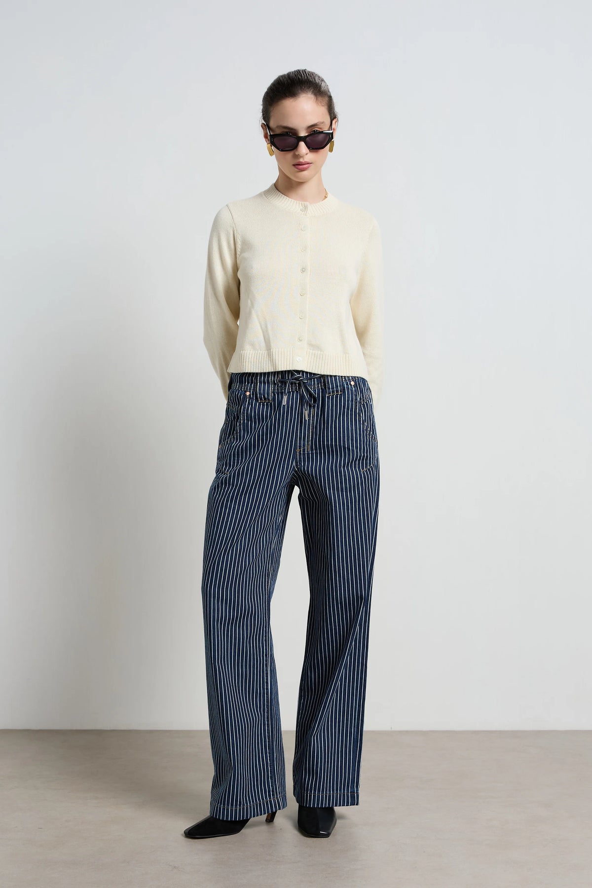 Alora Stripe Denim Loose Pants |  Indigo Stripe