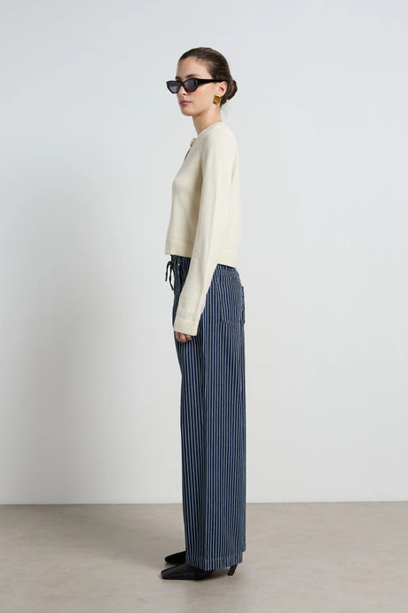 Alora Stripe Denim Loose Pants |  Indigo Stripe