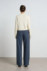 Alora Stripe Denim Loose Pants |  Indigo Stripe