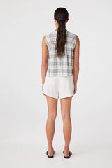 Camille Tie Top | Black Cream Check