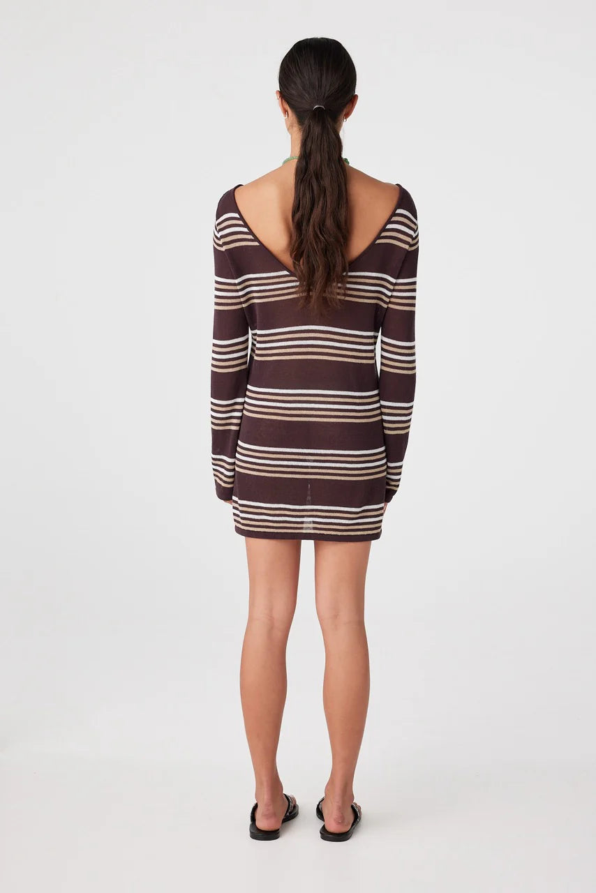 Nia Long Sleeve Mini Dress | Espresso Stripe