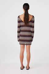 Nia Long Sleeve Mini Dress | Espresso Stripe