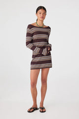 Nia Long Sleeve Mini Dress | Espresso Stripe