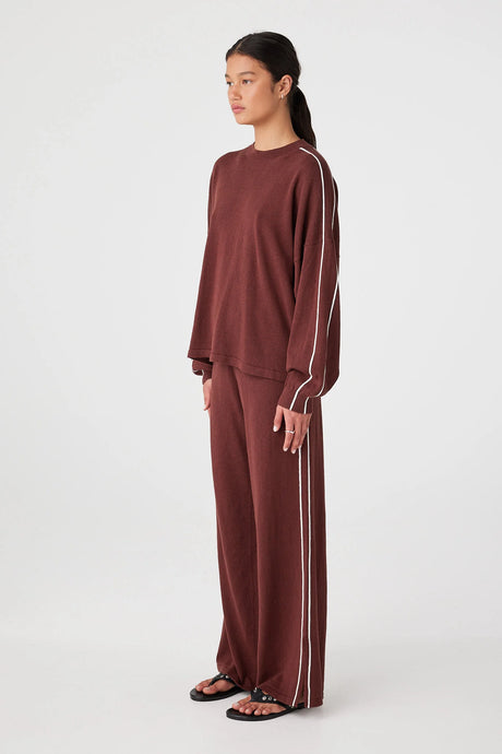 Pippa Long Sleeve Tee | Merlot/Cream
