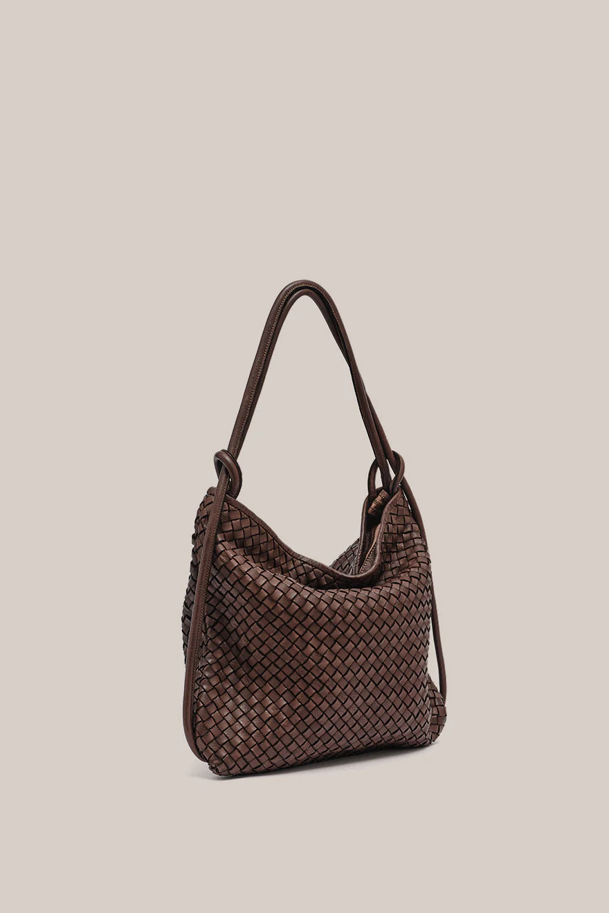 Woven Bella Dark Chocolate 2-1 Convertible Backpack Tote