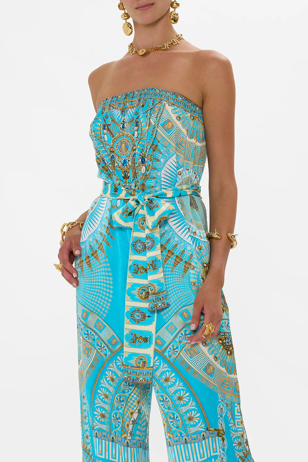 Tie Waist Strapless Jumpsuit | Temple Of Light