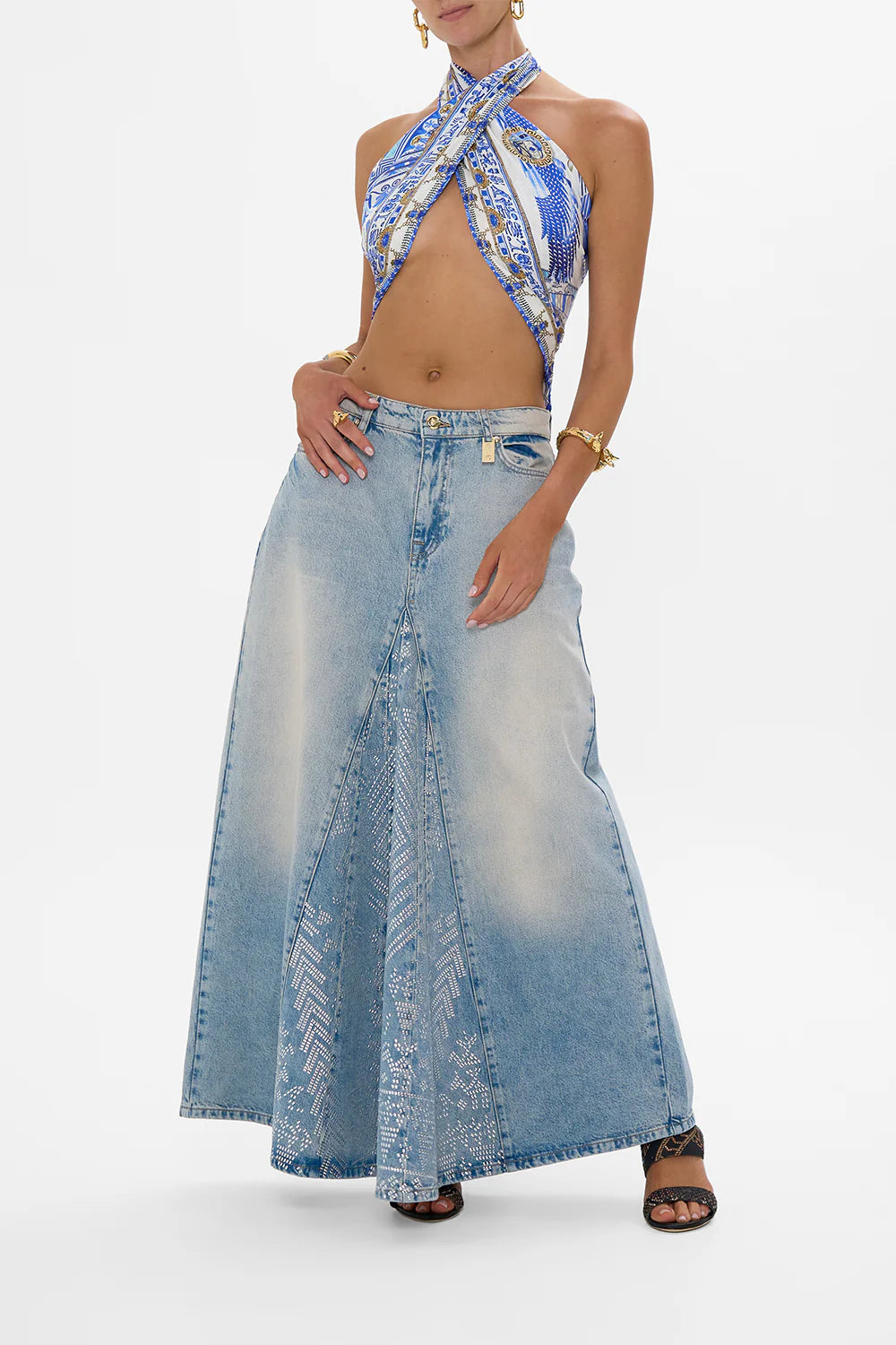 Alika Oasis Odyssey A-Line Maxi Skirt | Denim