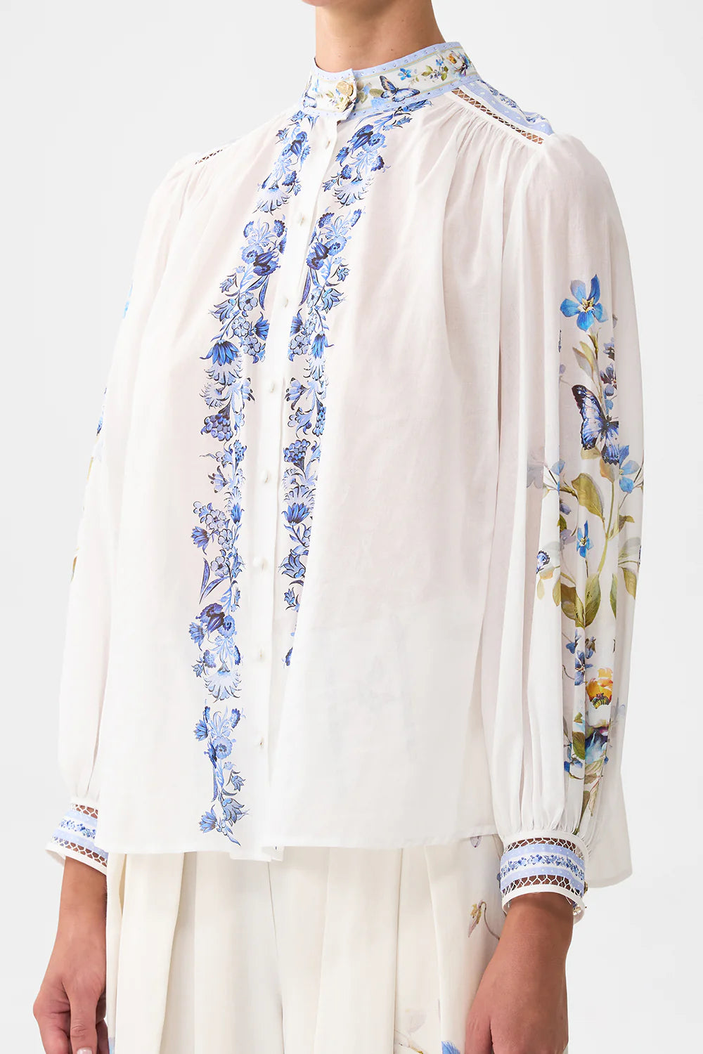 High Neck Button Through Blouse | Botanical Ballads