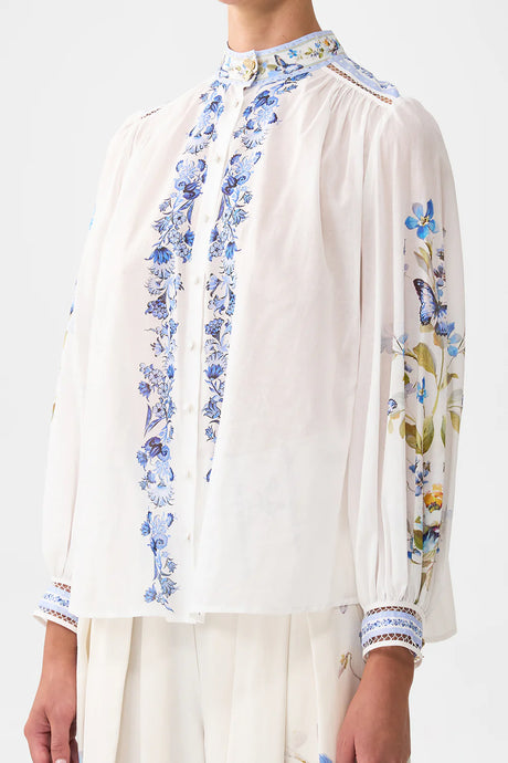 High Neck Button Through Blouse | Botanical Ballads