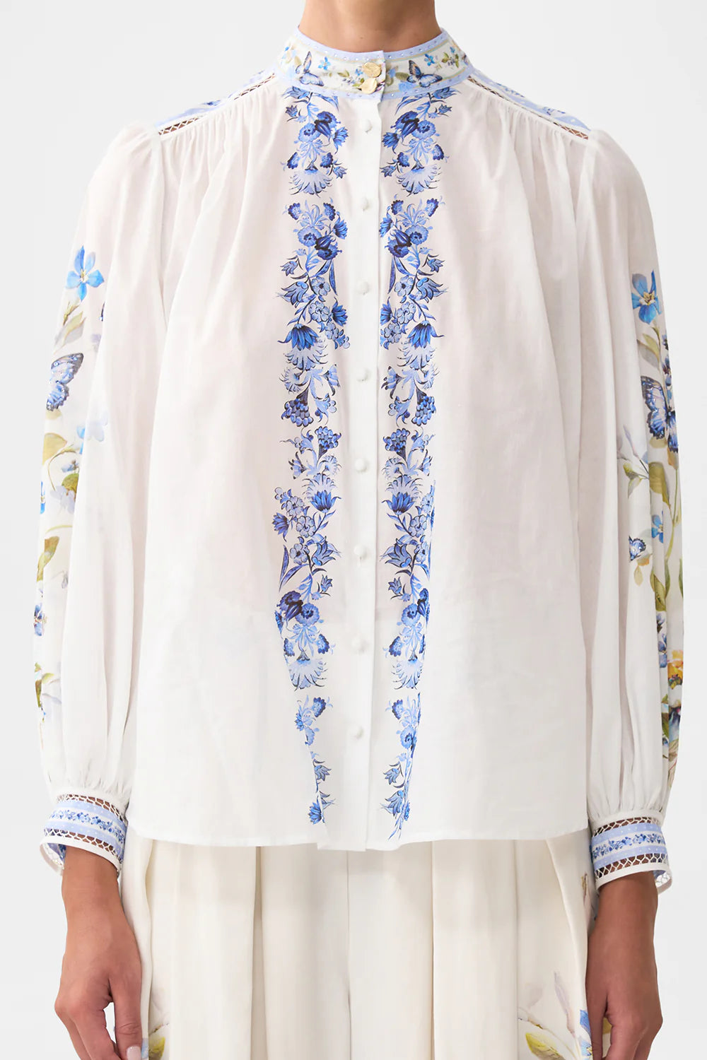 High Neck Button Through Blouse | Botanical Ballads