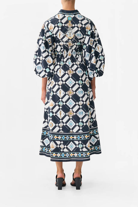 Waist Tie Shirt Dress with Bubble Sleeve | Folk Afloat