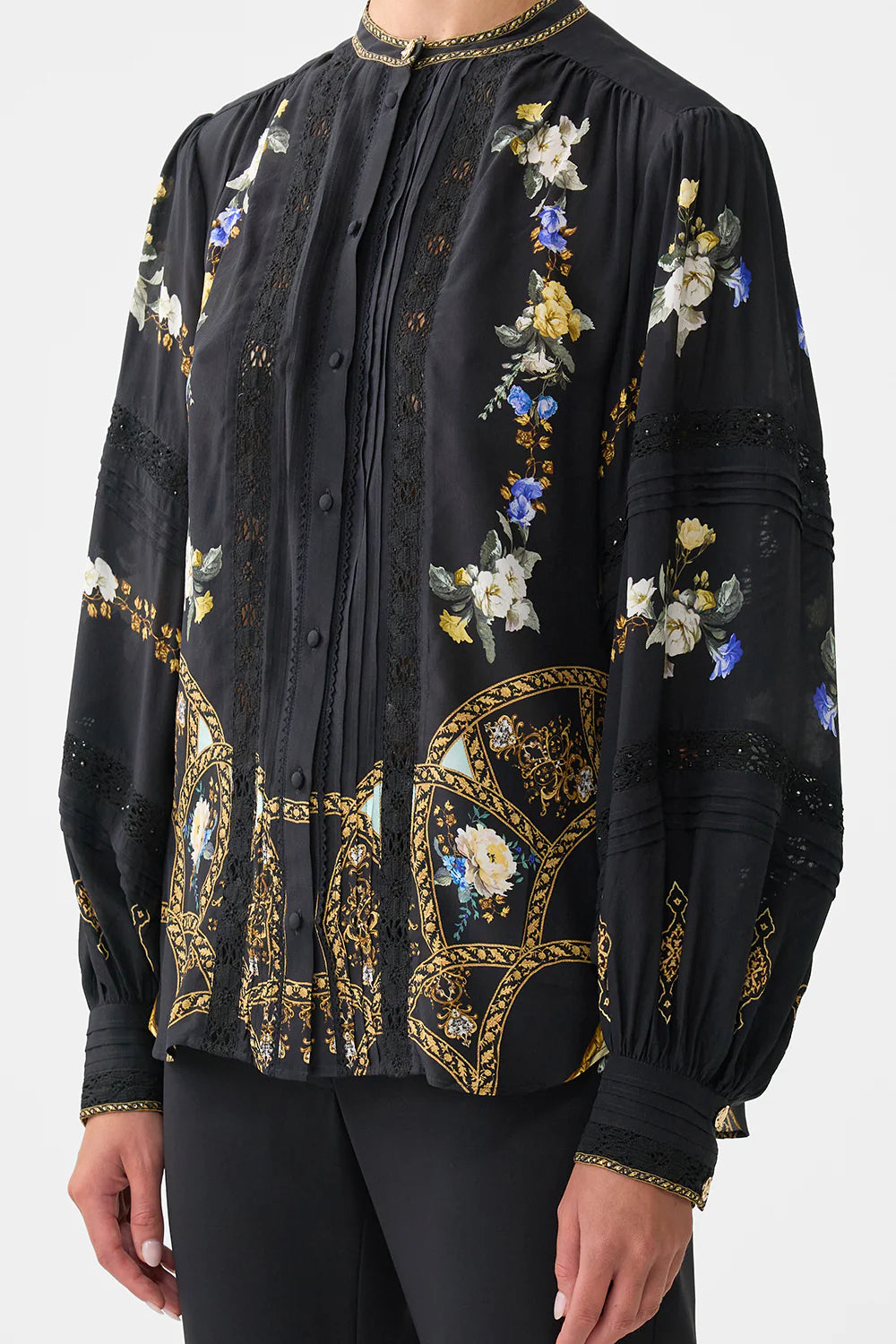 Blouson Sleeve Blouse with Yoke | Ottoman Elegance