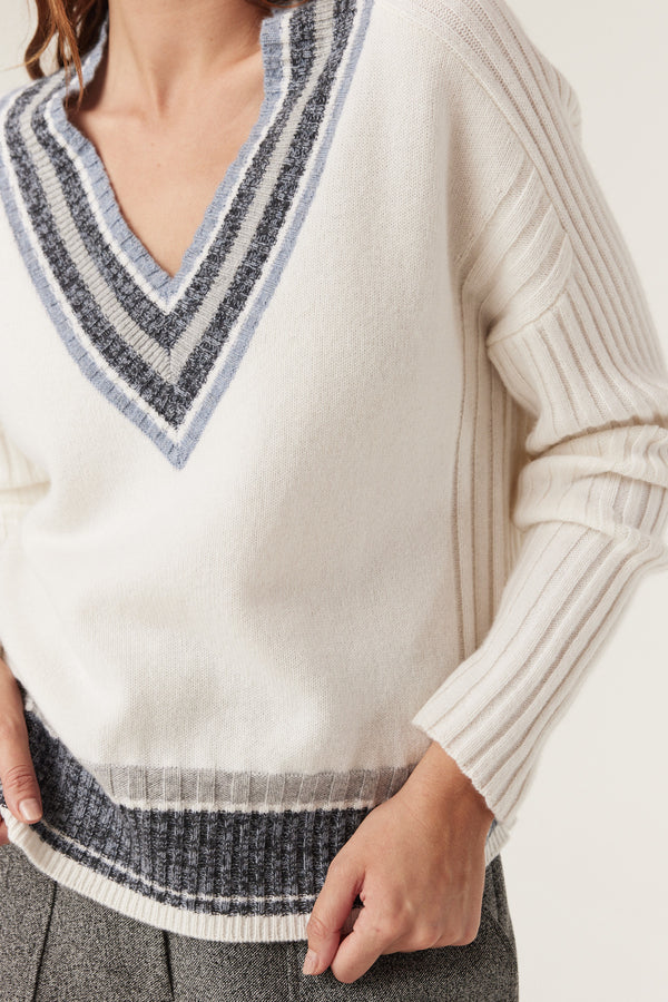Cashwool Varsity Jumper | Milk