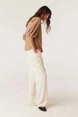 Pima Lantern Sleeve Top | Camel