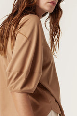 Pima Lantern Sleeve Top | Camel