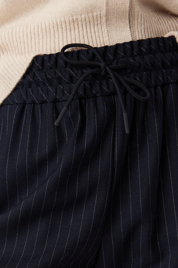 Vincent Wool Pant | Navy Pinstripe