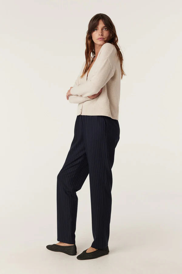 Vincent Wool Pant | Navy Pinstripe