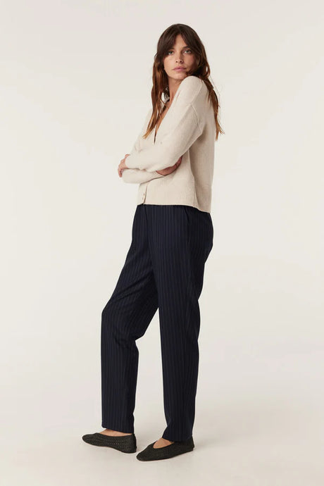 Vincent Wool Pant | Navy Pinstripe