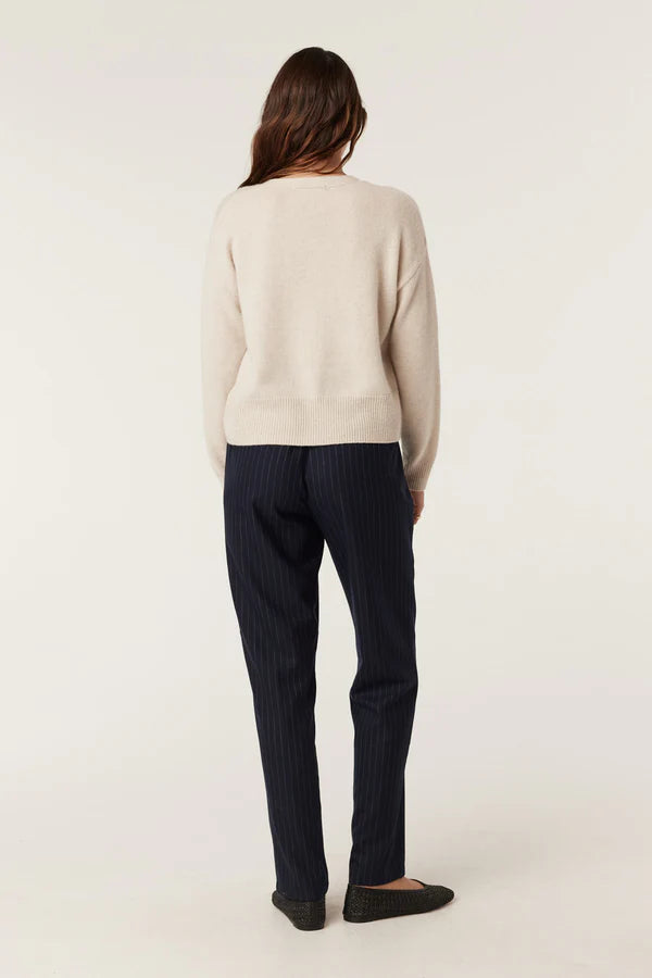 Vincent Wool Pant | Navy Pinstripe