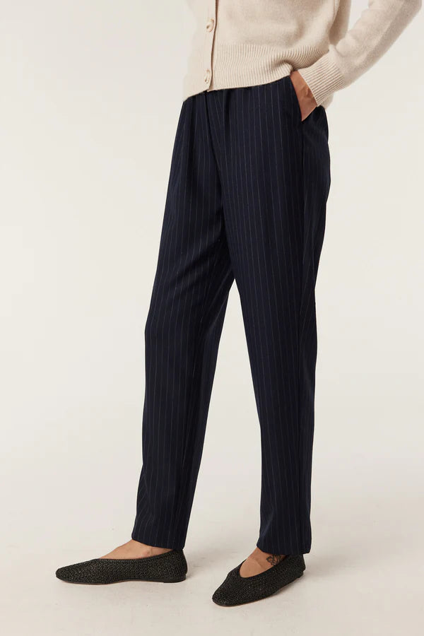 Vincent Wool Pant | Navy Pinstripe
