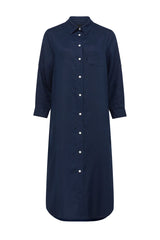 Pure Linen Shirt Dress | Navy
