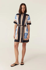 Caletta Linen Dress | Blue Shell Print