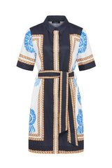 Caletta Linen Dress | Blue Shell Print