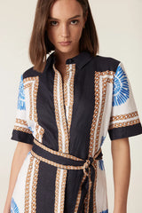 Caletta Linen Dress | Blue Shell Print