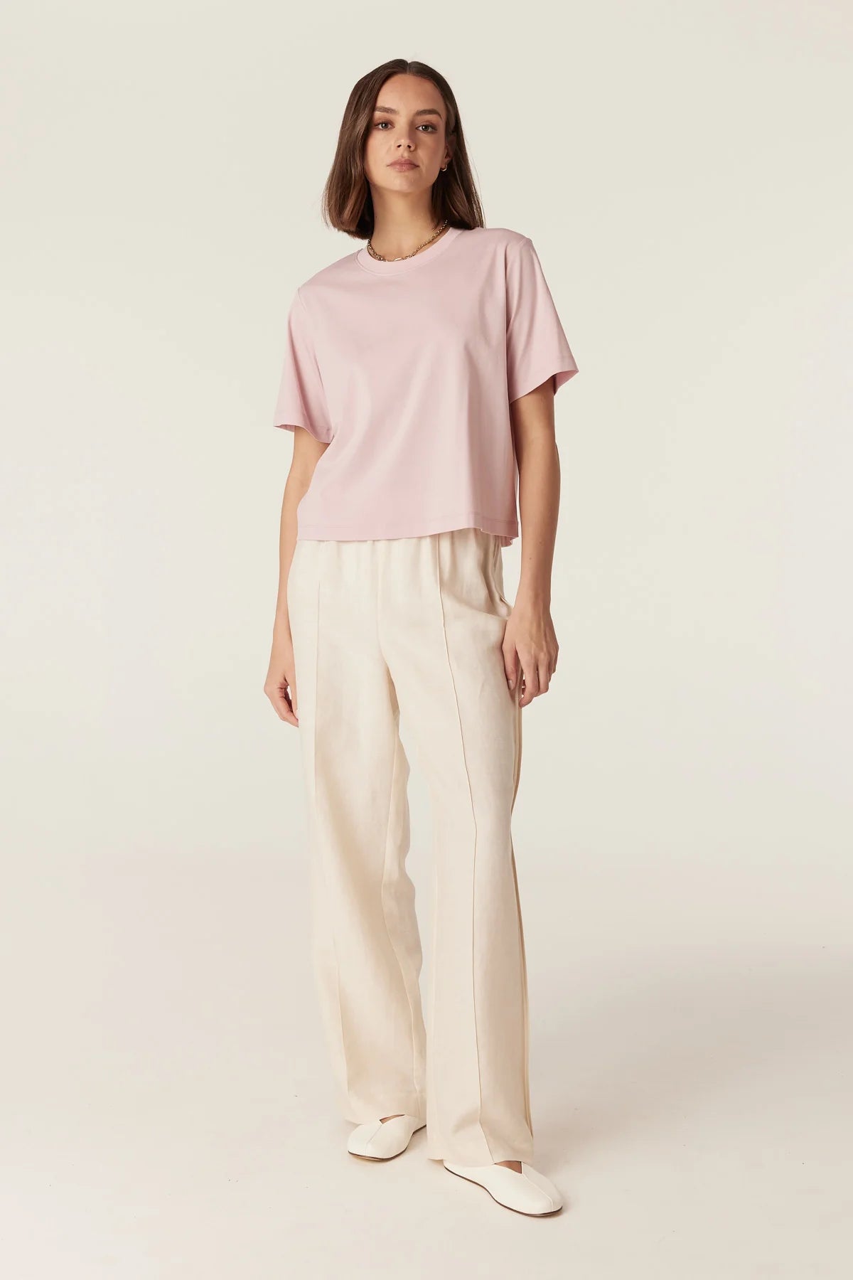 Pima Cotton Boxy Tee | Pale Pink