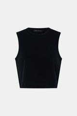 Alba Crop Rib Tank | Black