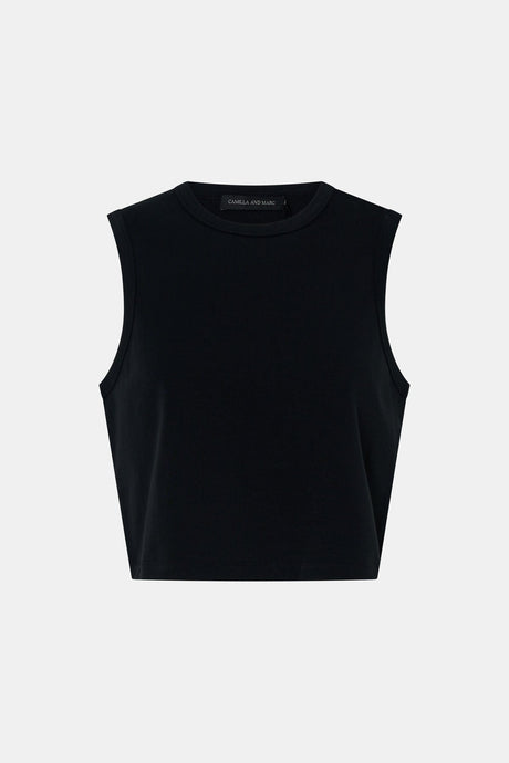 Alba Crop Rib Tank | Black