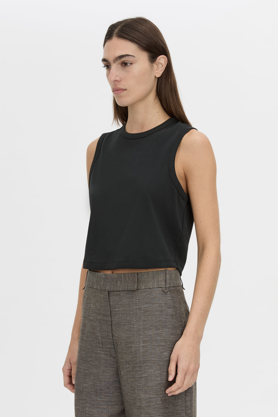 Alba Crop Rib Tank | Black