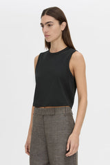 Alba Crop Rib Tank | Black